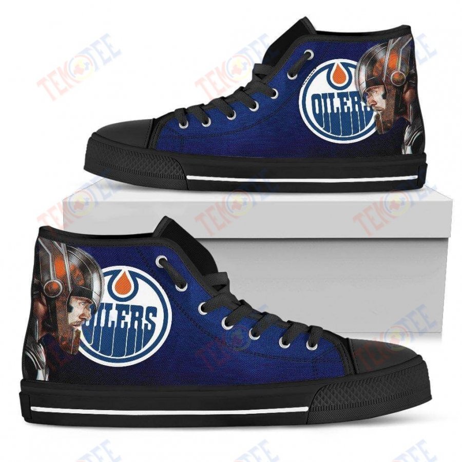 Mens Womens Edmonton Oilers High Top Shoes Thor Head Beside Shoes TMT256