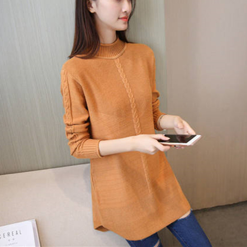 2020 Autumn Winter Long Sweater Knitwear Warm Women’s Pullover O neck Thicken Plus velvet Female Soft Knit Sweater Femme Top alx