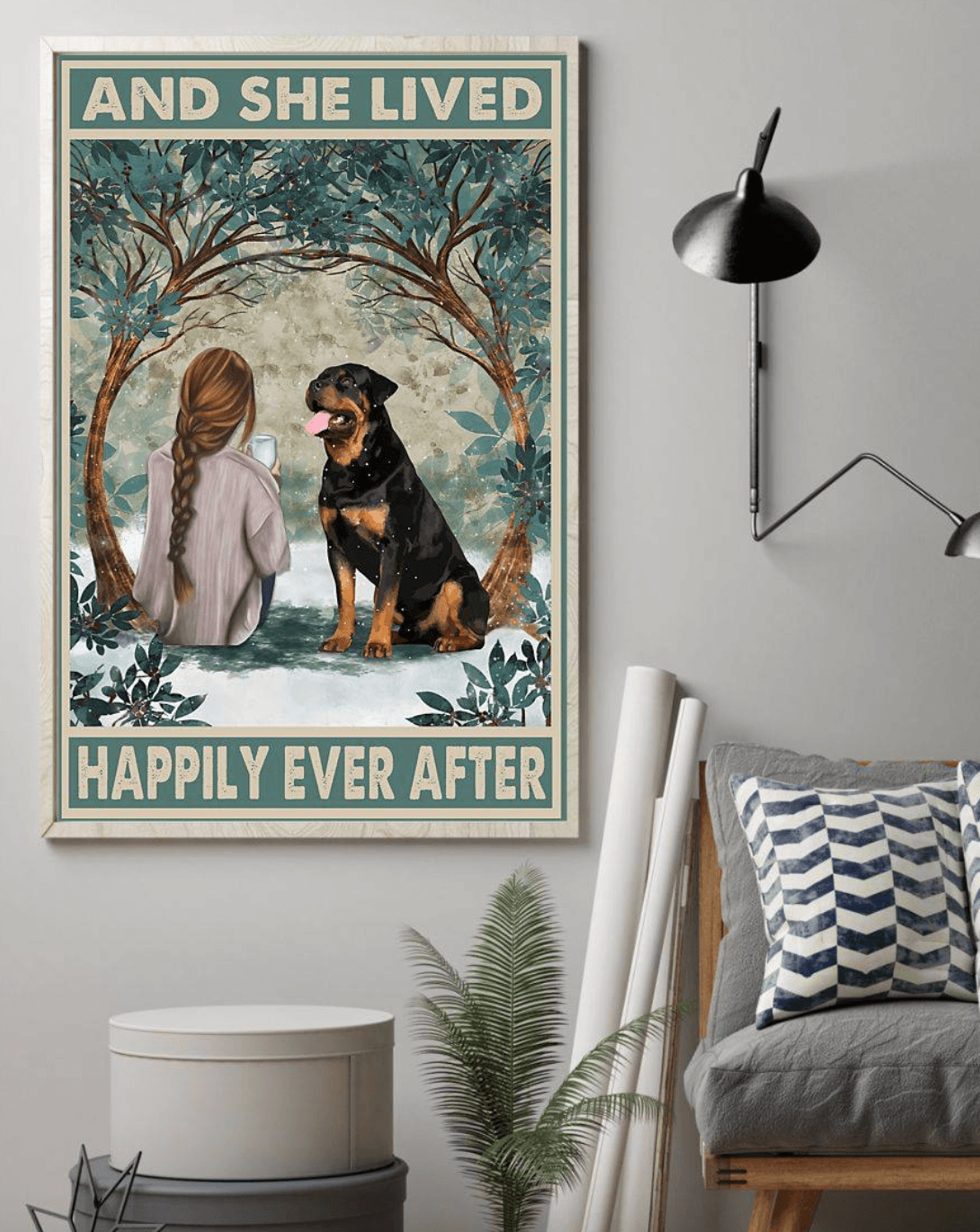 Rottweiler Happily Ever After Vertical Poster – Anniversary Birthday Christmas Housewarming Gift Home