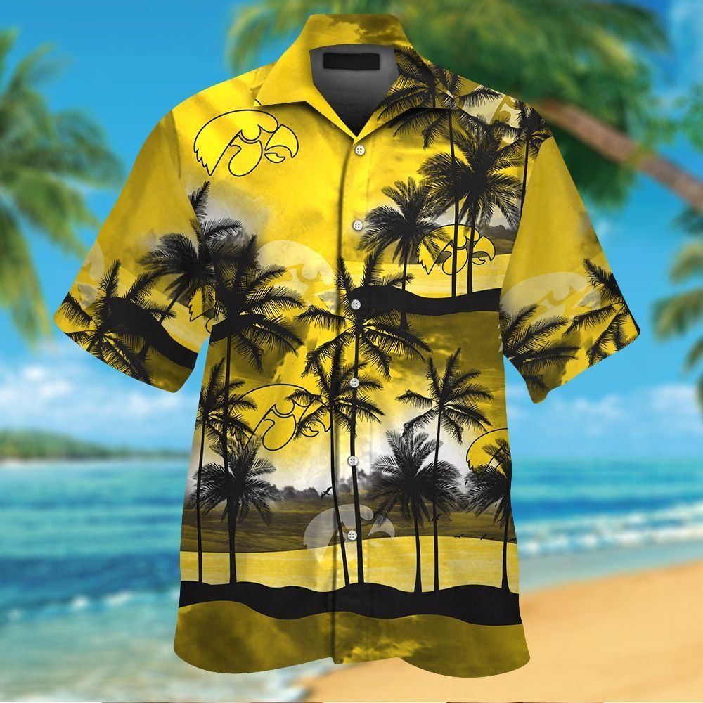 Iowa Hawkeyes Short Sleeve Button Up Tropical Hawaiian Shirt Ver03