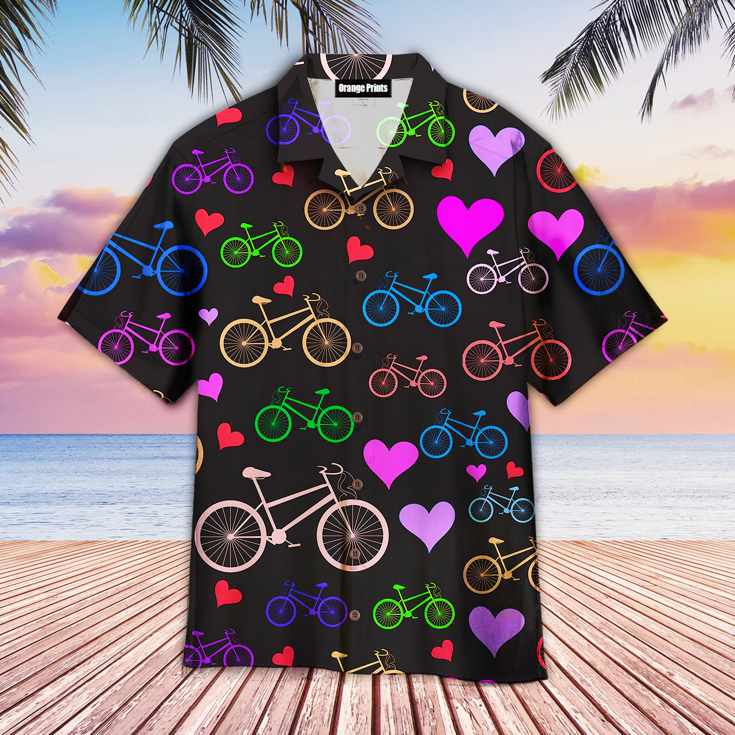 Multicolored Bikes And Hearts Hawaii Shirt For Men Women Ha100341