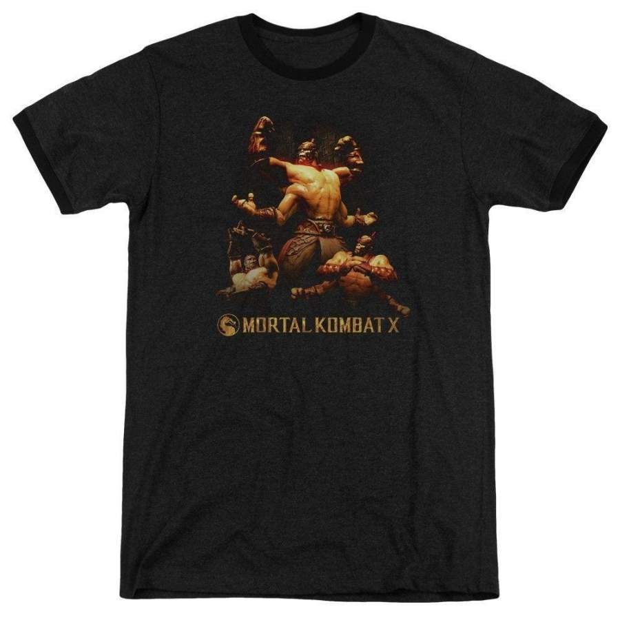 100% Cotton Solid Colors Shirt Mortal Kombat X Mens Heather Ringer Shirt