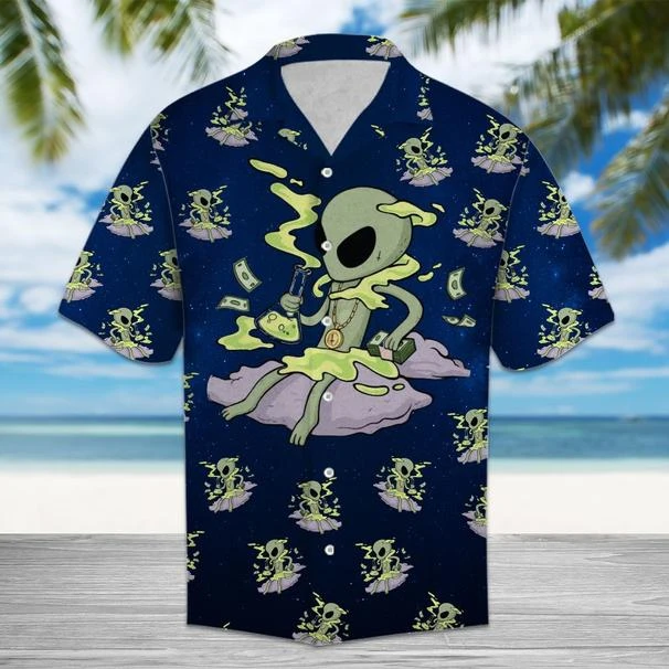 Funny Alien Tropical Polyester Hawaii Shirt Ha68067