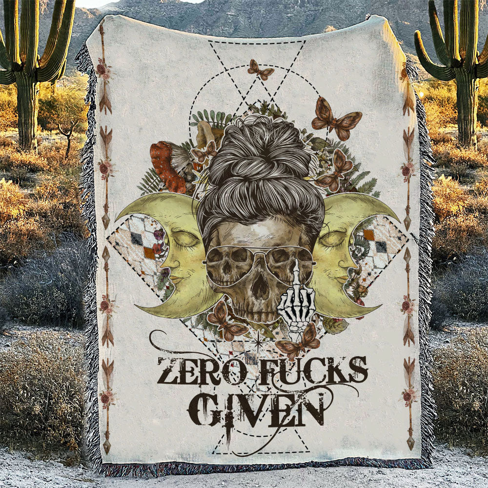 Zero Fks Given 100% Cotton Woven Blanket – Ty2708217