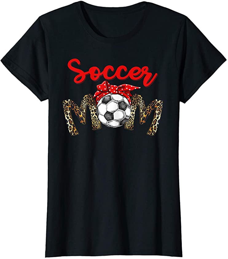 Womens Soccer Mom Leopard Funny Soccer Mom Mother’s Day 2021 T-Shirt