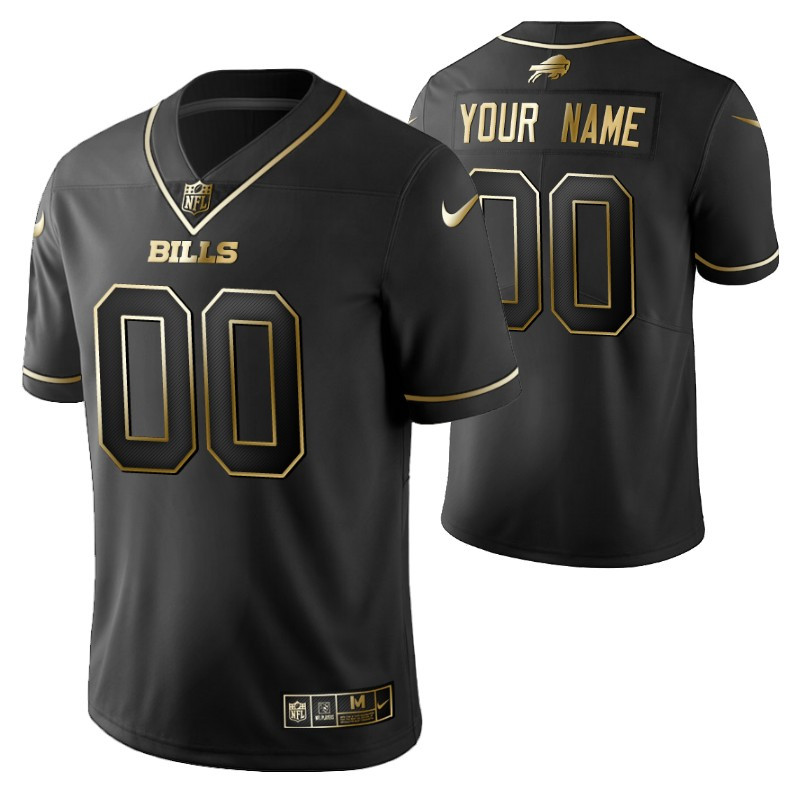 Buffalo Bills 2021 NFL Golden Brandedition Black Jersey Gift With Custom Name Number For Bills Fans