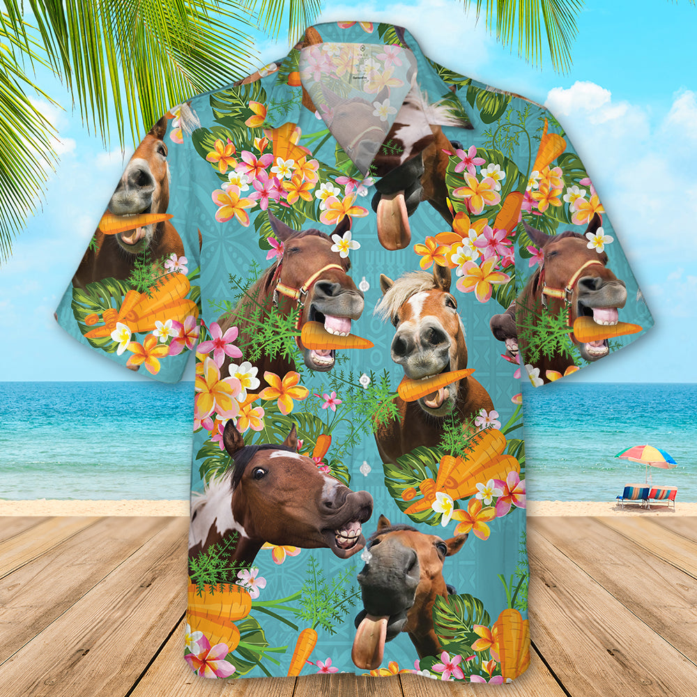 Funny Horse And Carrot Beach Shirt Hawaii Ha47886