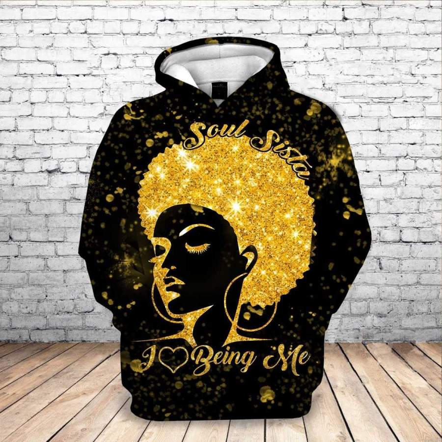 Afro Girl Soul Sista Hoodie 3D All Over Print Custom Name #V