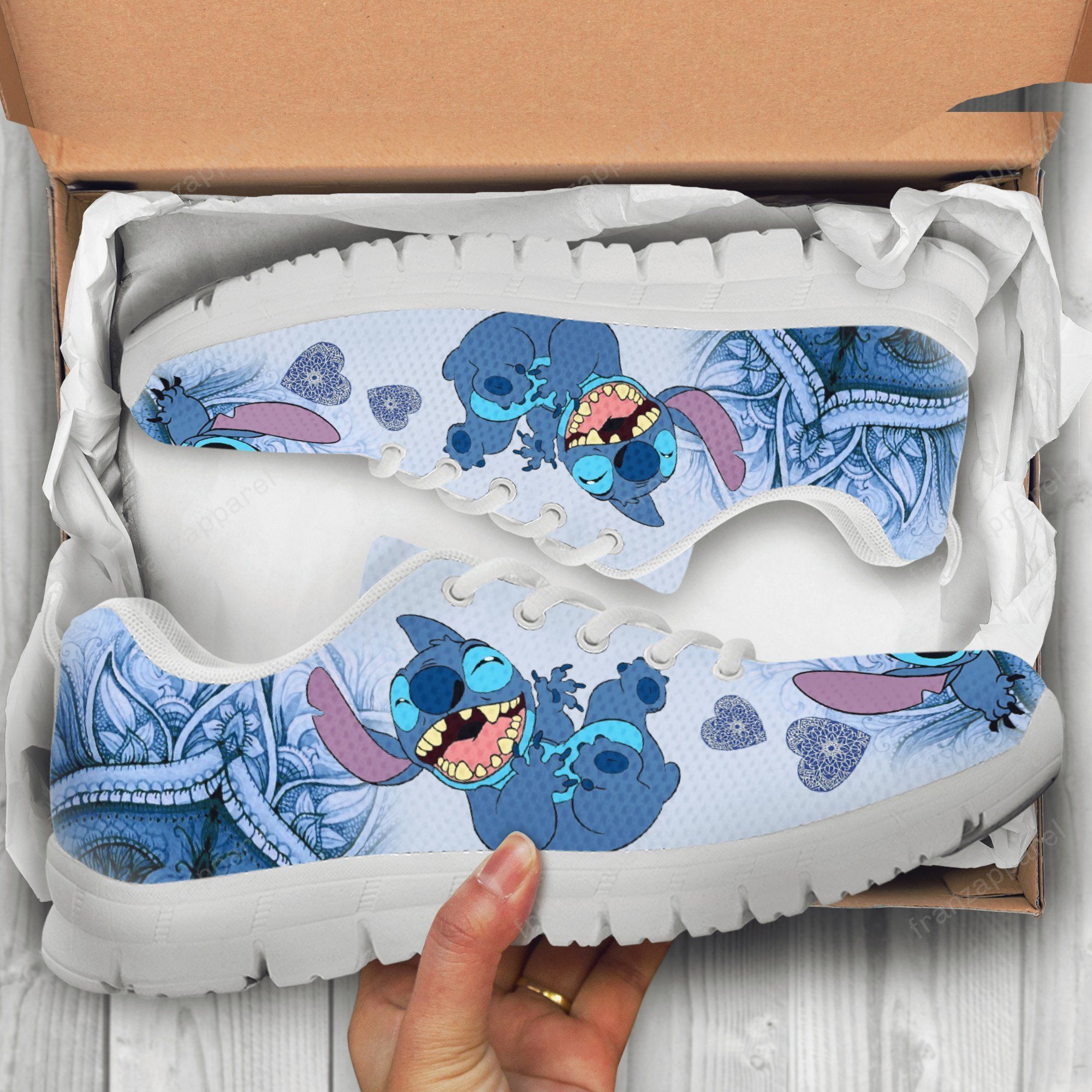 Stitch Lilo & Stitch Disney ver16 Print Sneakers, Women’s Sneakers, Handmade Crafted sneaker white Shoes birthday gift Fashion Fly Sneakers TL97