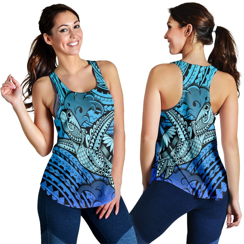 Hawaiian Turtle Wave Racerback Tank News Style Blue Ah Ha55393