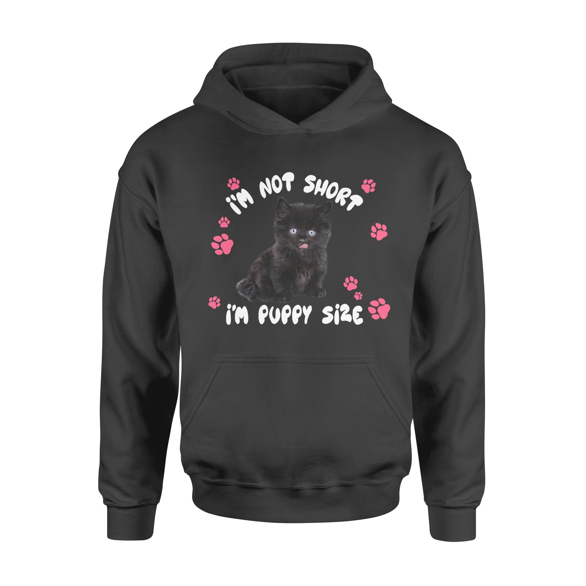 puppy size black cat standard hoodie 332