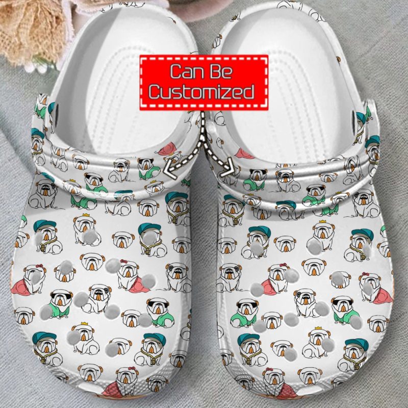 Animal Print – Bulldog Pattern Clog Shoes For Men And Women