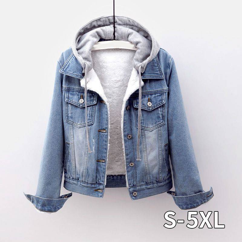 Casual fleece Long Sleeve Denim  jackets