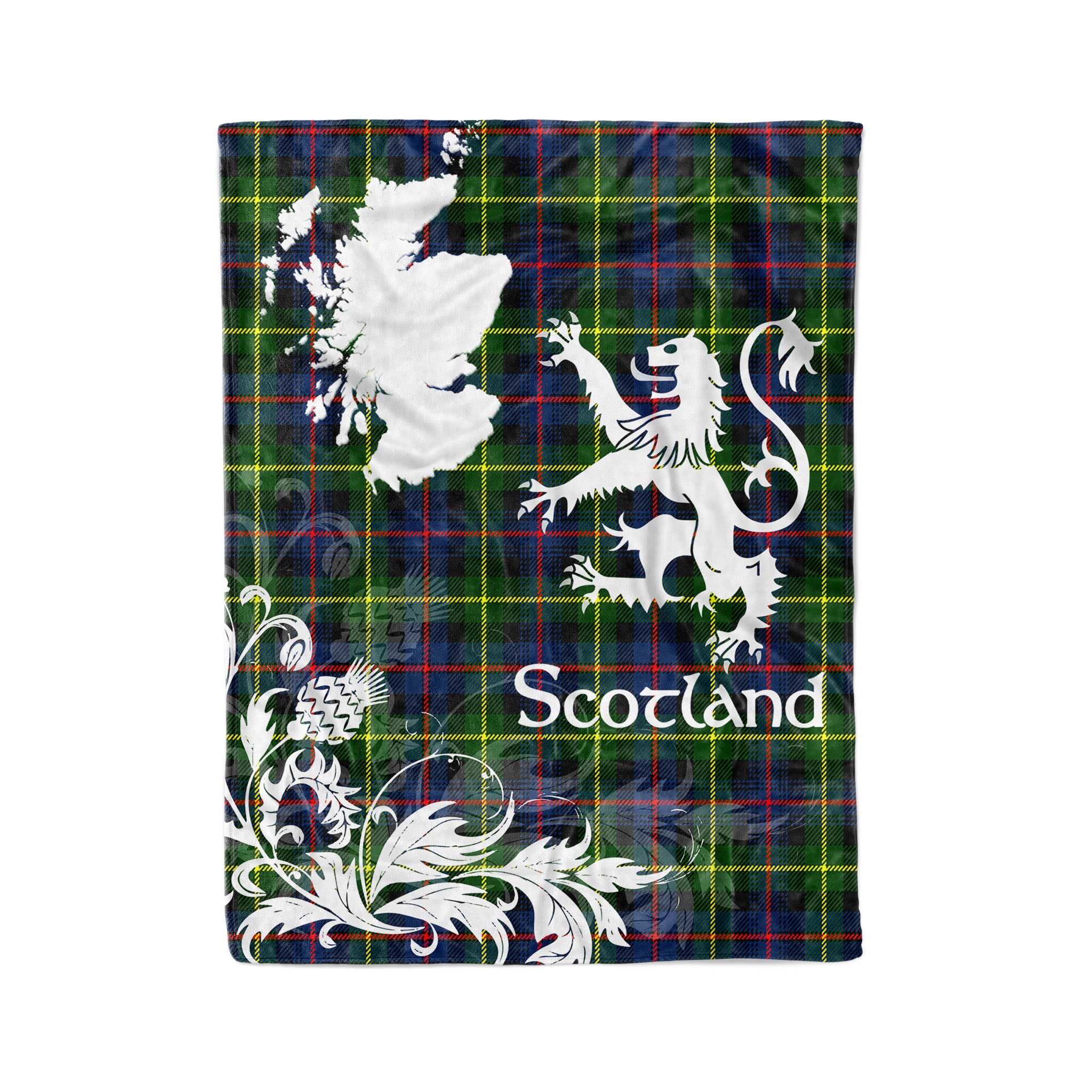 Tartan Plaid Fleece Blanket Tartan Blanket Thistle And Lion Scottish Clan Farquharson Modern Plaid Blanket