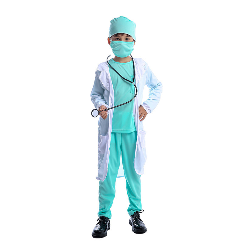 2022 Doctor Costume Cosplay Boys Girl Hospital Surgeon Dr Uniform Career Dress Up Halloween Costume for Kids Carnival Party Suit alx