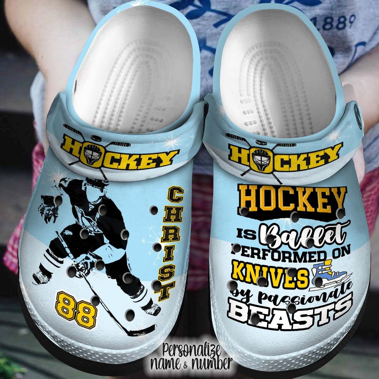 Hockey Personalized Clog Custom Crocss Comfortablefashion Style Comfortable For Women Men Kid Print 3D Play Hockey