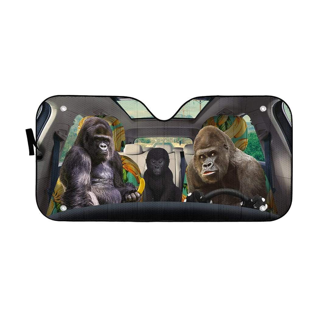 Gearhumans 3D Gorilla Family Custom Car Auto Sunshade