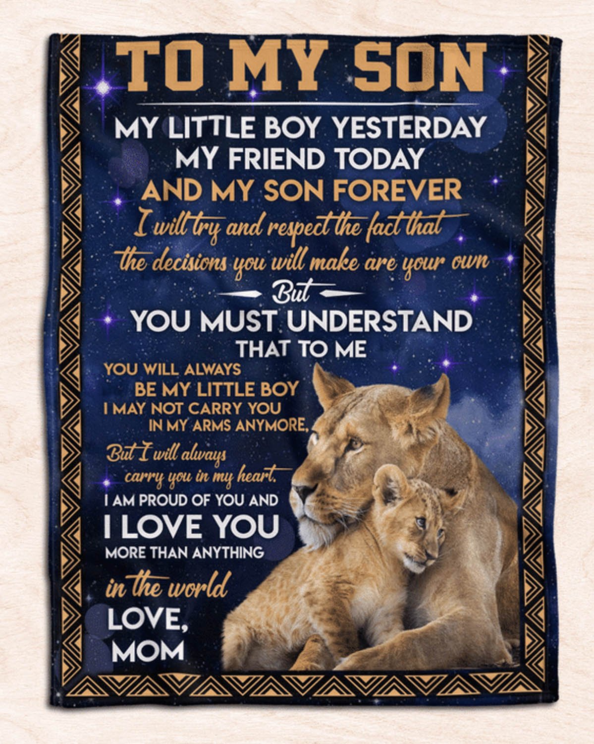 To My Son Lion Hug Blanket, To My Son My Little Boy Yesterday My Friend Today Lion Blanket, Son And Mom Lion Blanket