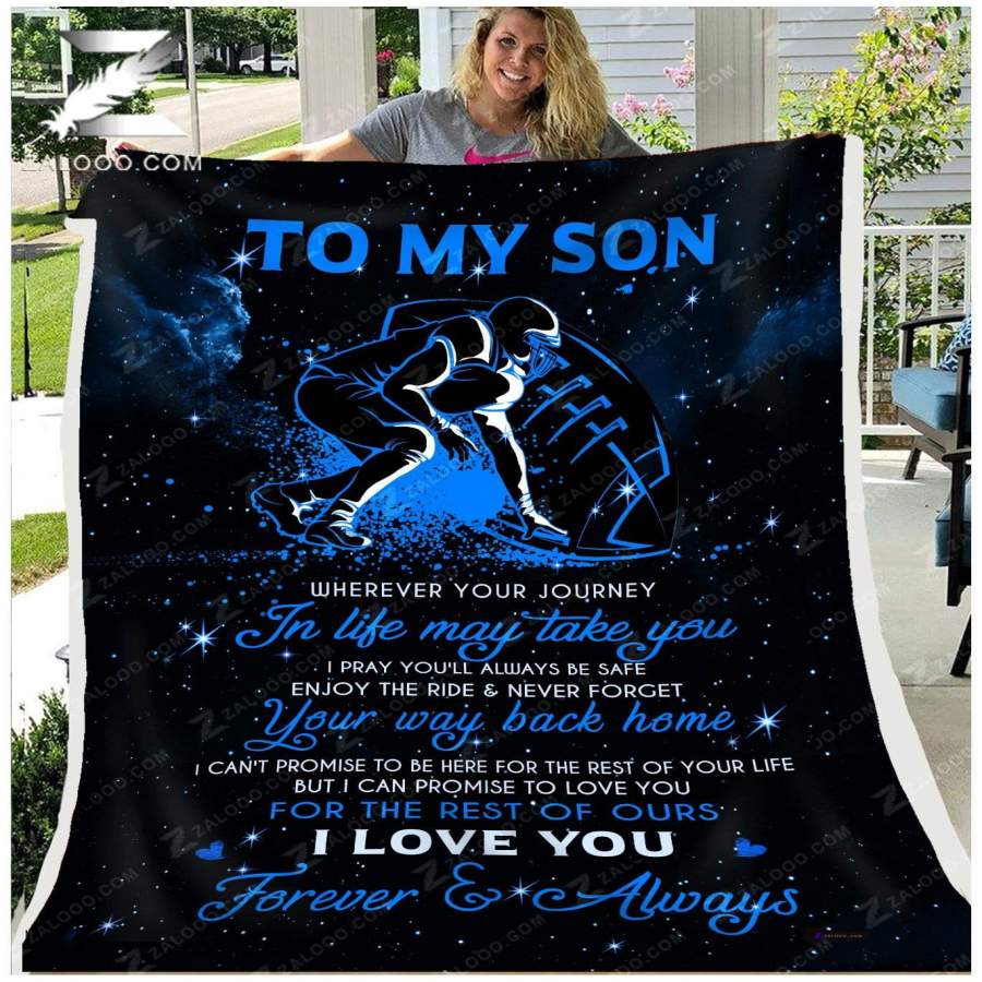 Zalooo – Custom Fleece Blanket – FOOTBALL – To my Son – Journey