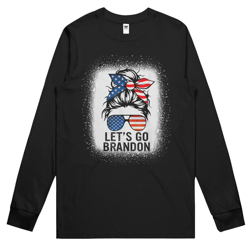 Let’S Go Brandon Conservative Messy Bun Bleached Style Women Long Sleeve T Shirts