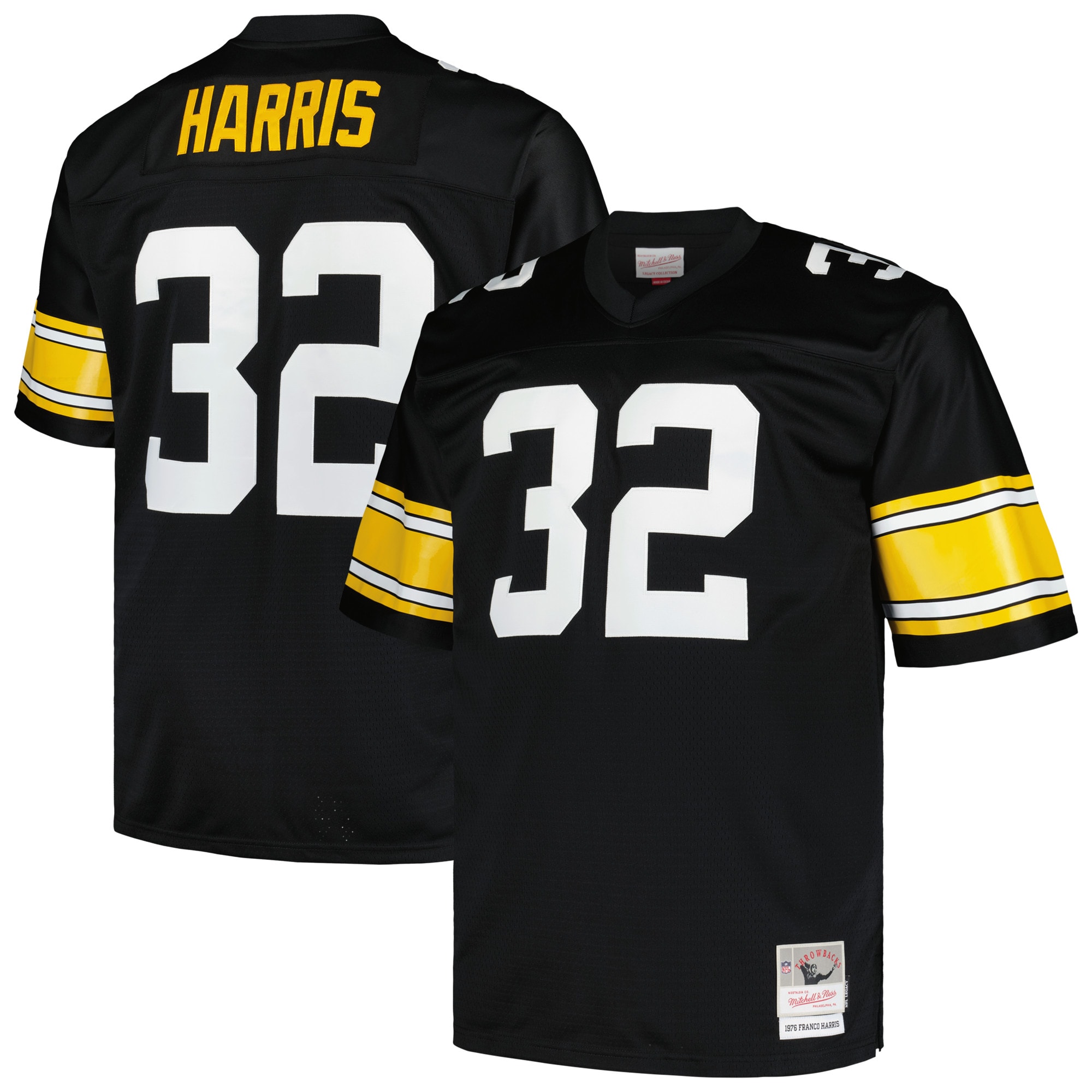 Franco Harris Pittsburgh Steelers Mitchell & Ness Big & Tall 1976 Legacy Retired Player Jersey – Black