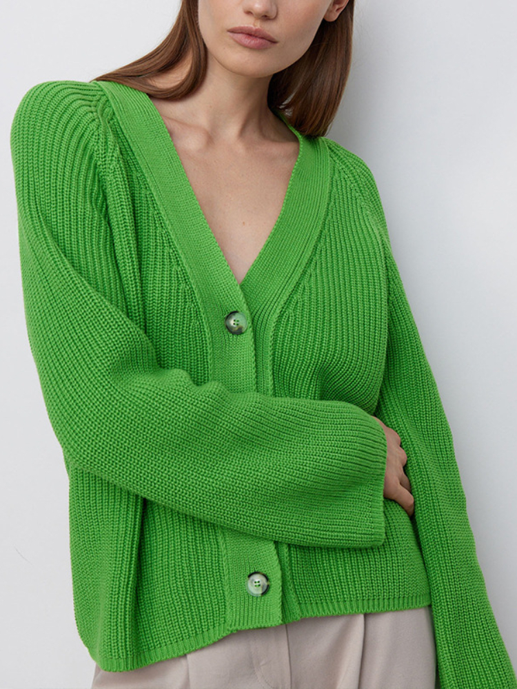 suninbox Cropped Cardigan Women V-neck Loose Knitted Cardigan Long Sleeve Sweaters Coats Female Warm Autumn Winter Green Tops alx