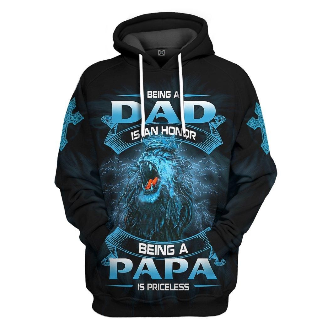 Mysticlife 3D Being A Papa Is Priceless Lion Fathers Day Gift Custom Tshirt Hoodie Apparel