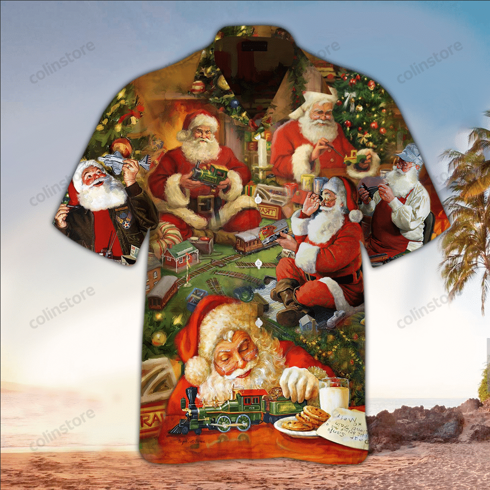 Christmas Santa Hawaii Button Up Shirt Aloha Ha95010