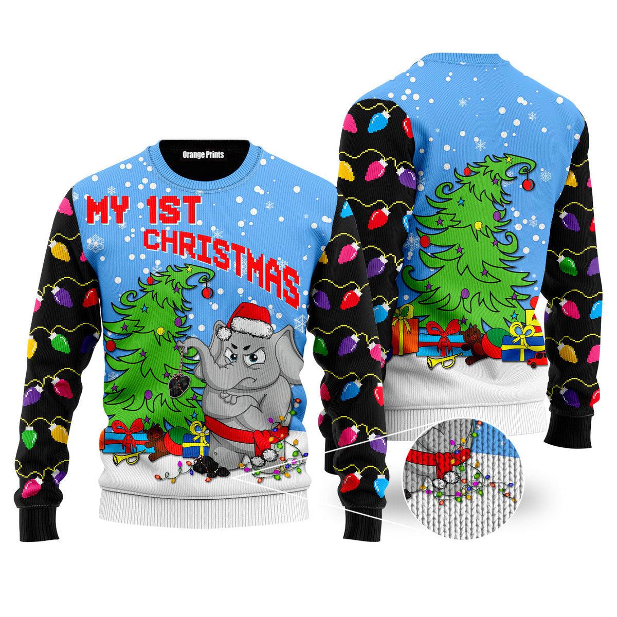 1St Ugly Christmas Of Elephant Ugly Christmas Sweater | For Men & Women | Uh1311