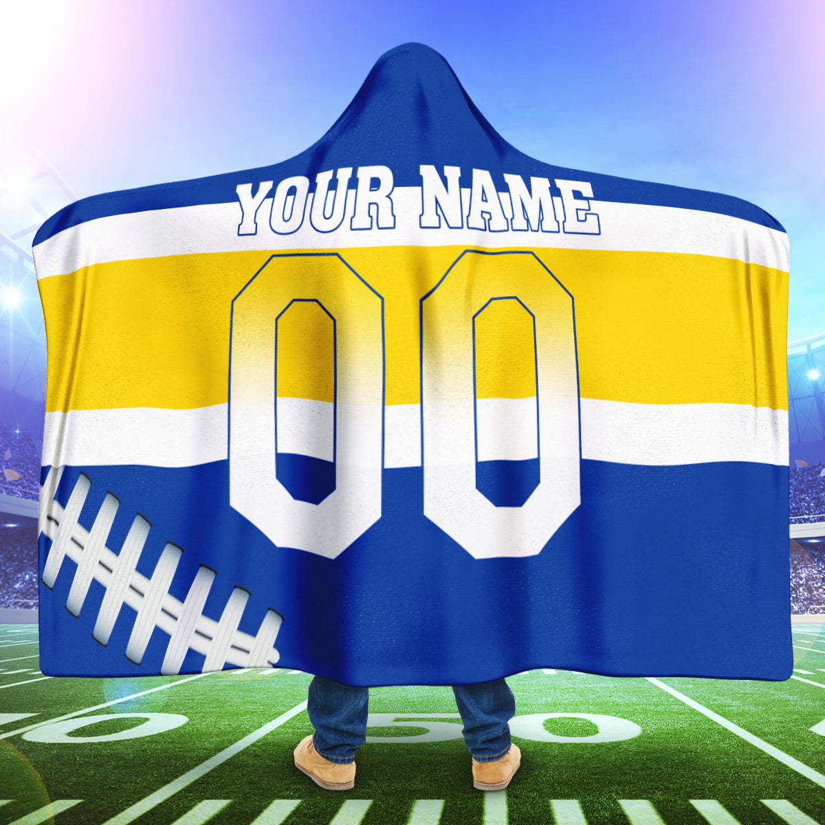 Custom Name Number Gift For Fan 3D Full Printing Hooded Blanket Los Angeles Rams 5911