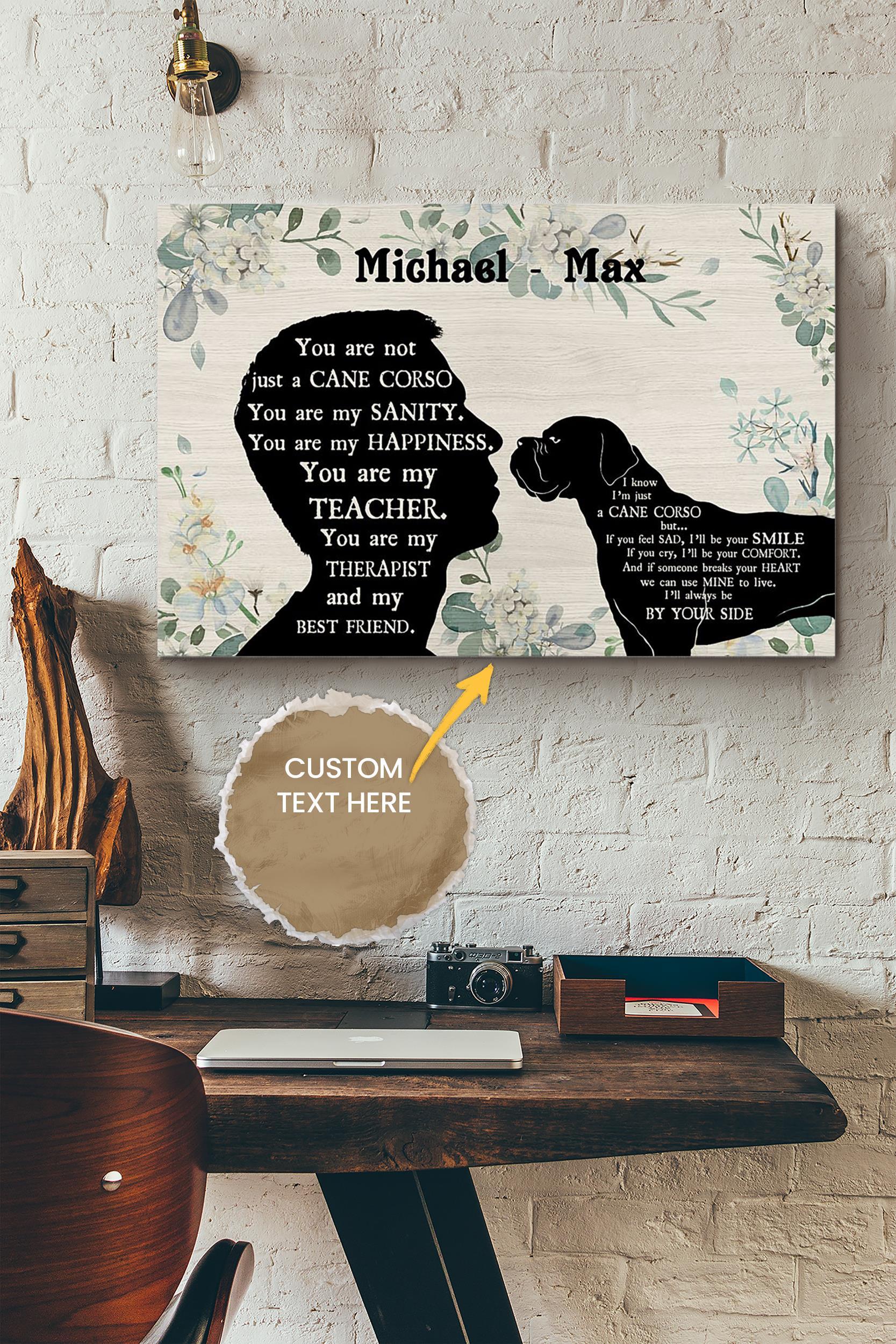 Cane Corso Boy Therapist Best Friend Personalized Poster – Animal Wall Art – Gift For Dog Lover Dog Foster Puppy Fan Wrapped Canvas