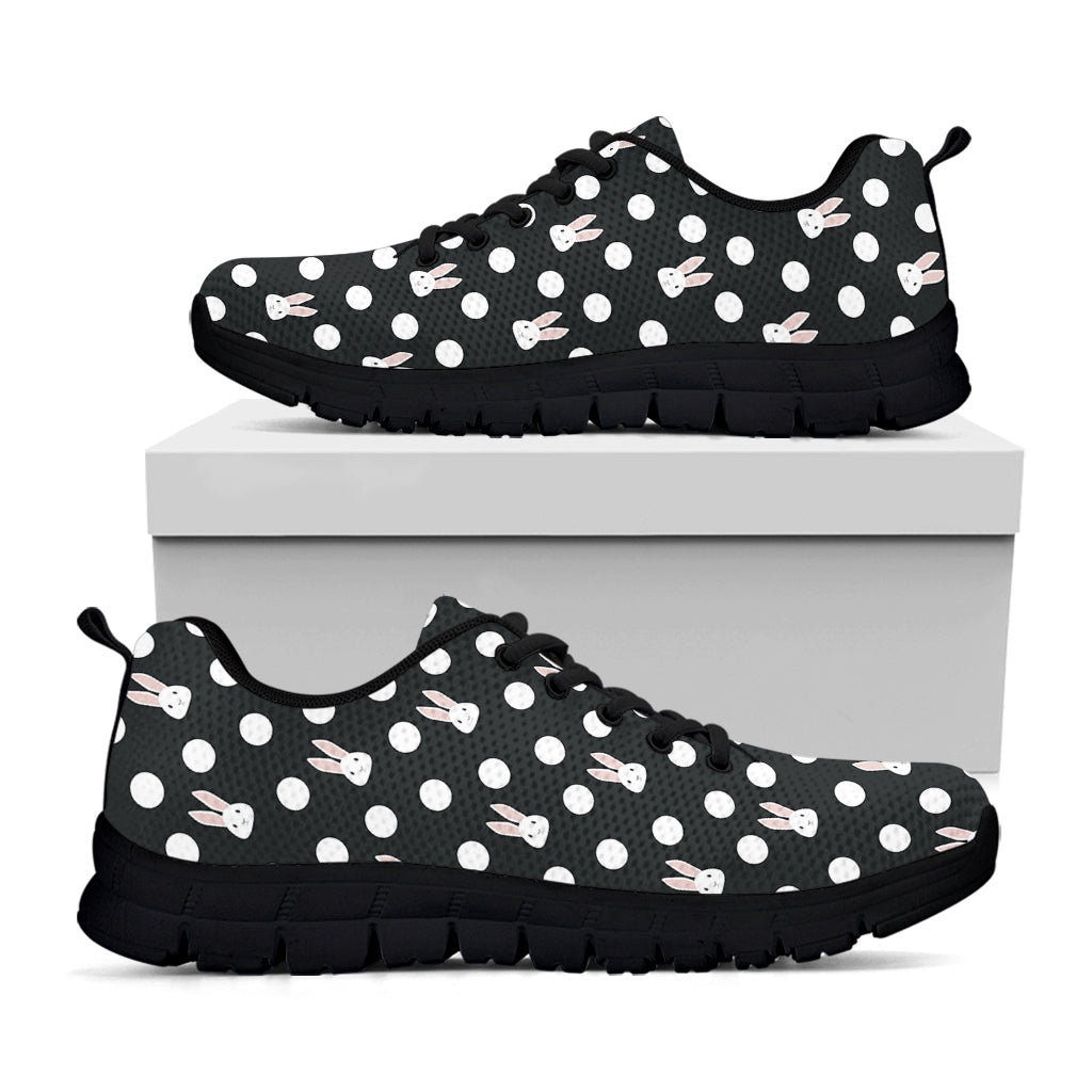 Polka Dot Rabbit Pattern Print Black Sneakers