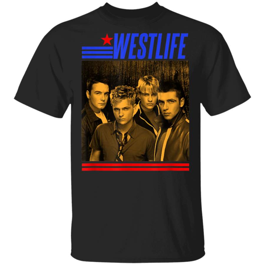 Westlife Official Retro Blue  Red Photo TShirt