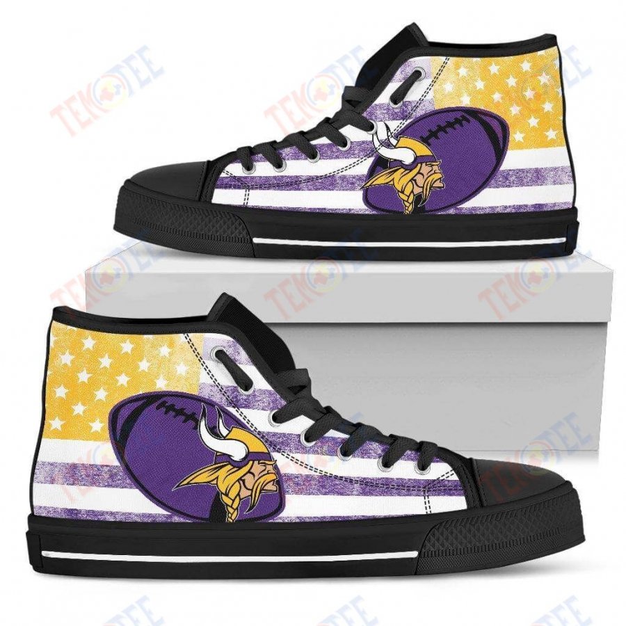 Mens Womens Minnesota Vikings High Top Shoes Flag Rugbytop Quality TMT895