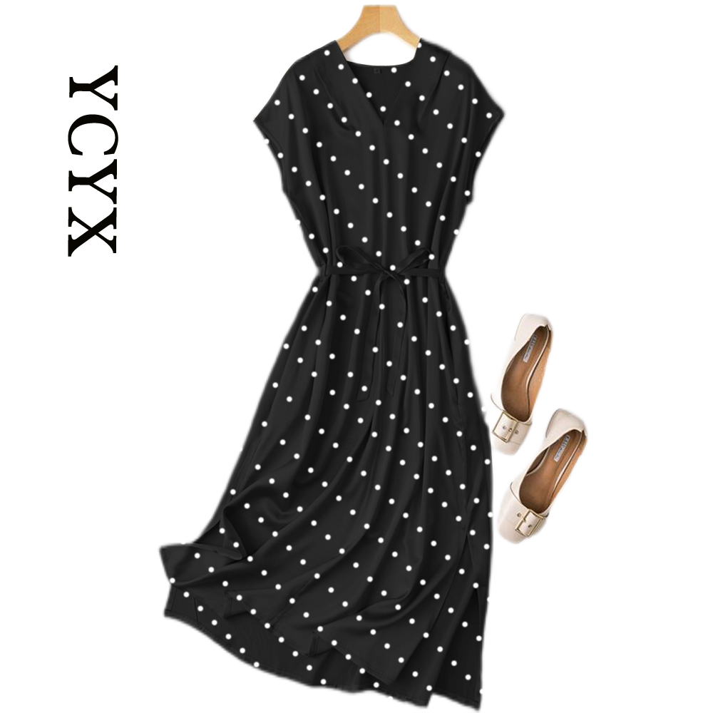 YCYX Vintage Dress For Women Summer V Neck Dot Print Maxi Dresses Elegant Women’s Dress Evening Party YCYX009 alx