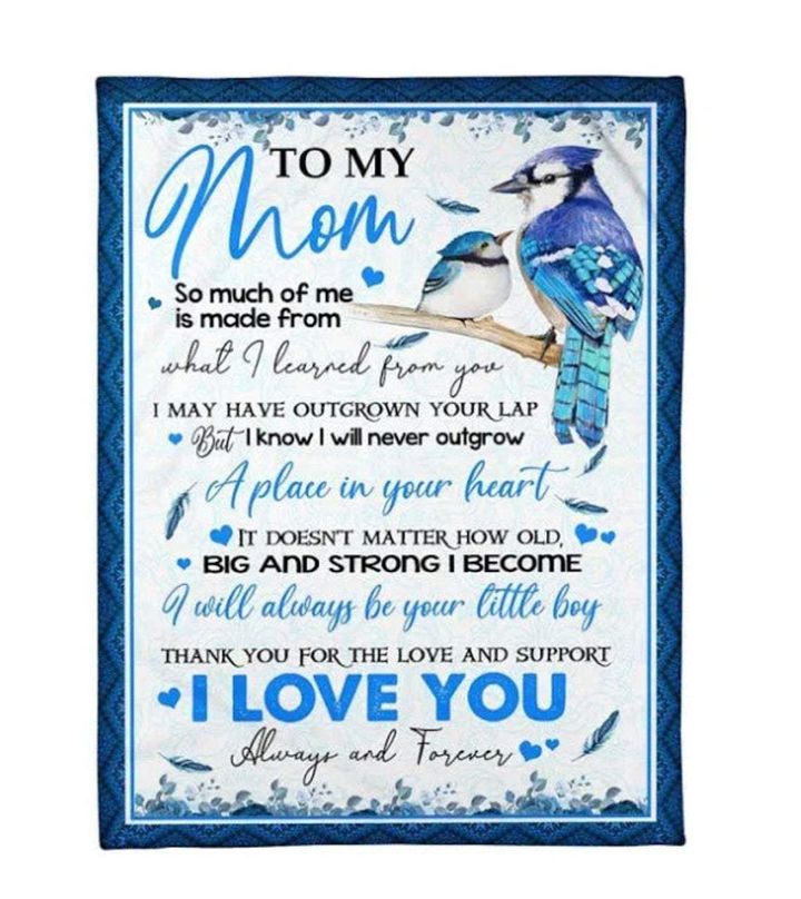 Blue Bird I Love You Always And Forever Fleece Blanket, Gift For Mom From Son Birthday Gift Home Decor Bedding Couch Sofa Soft And Comfy Cozy