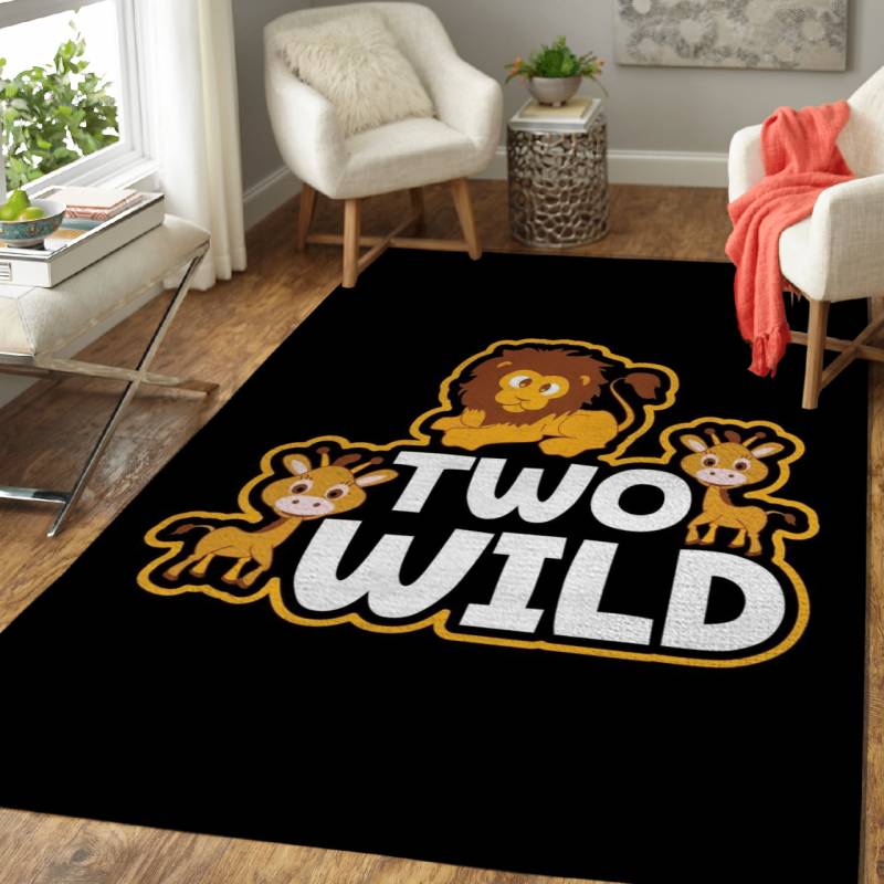 Two Wild 2nd Birthday Gift – Cute Cartoon Animals Area Rug Carpet