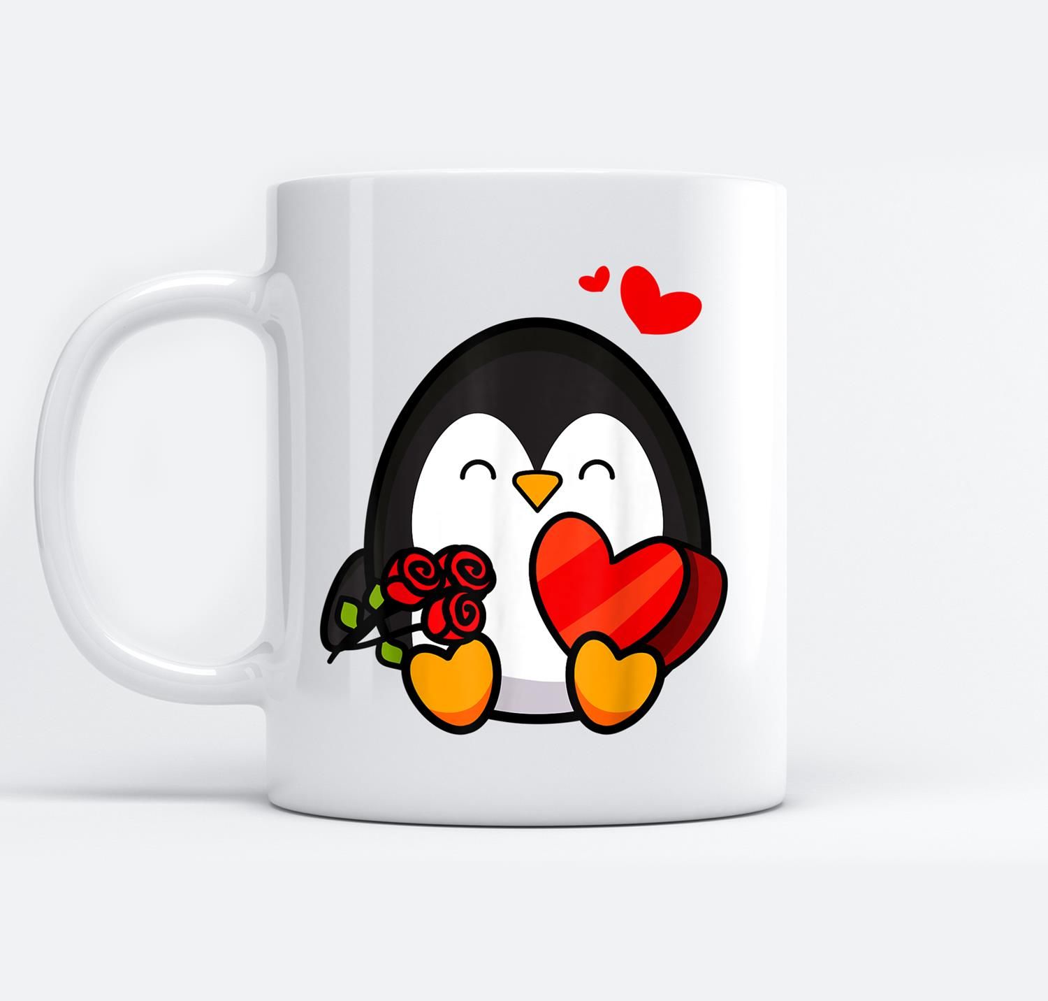 Valentine Penguin  Cool Cupid Seabird Gift White Mugs