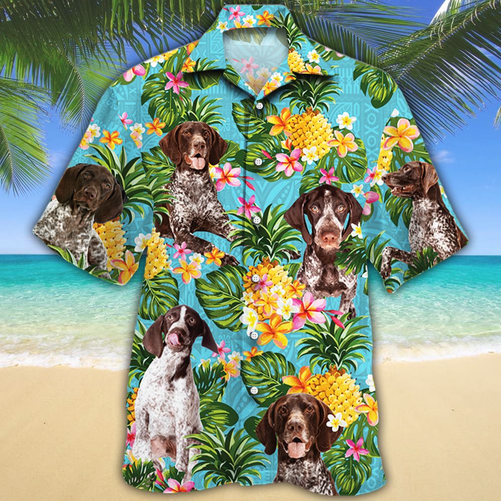 German Shorthaired Pointer Dog Lovers Pineapple Hawaiian Shirt – Hawaiian Shirt For Men, Hawaiian Shirt For Women, Aloha Shirt