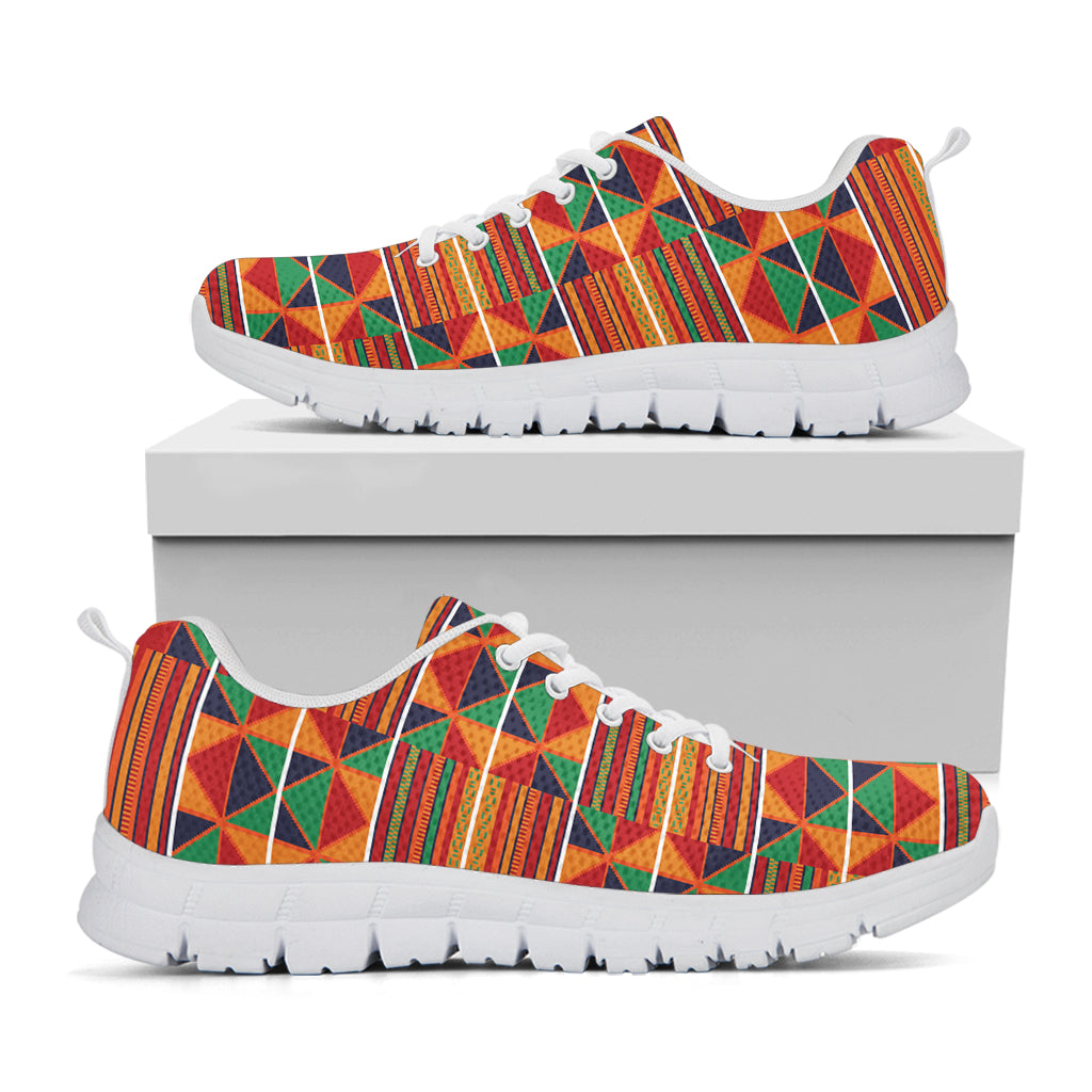 Kente Pattern Print White Sneakers