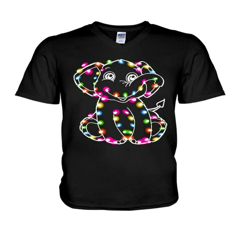 A Coloful Led Lights Elephant 2020 Trending Guys V-Neck