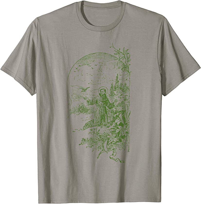 St Francis of Assisi Vintage Saints Catholic Ecology Animals T-Shirt