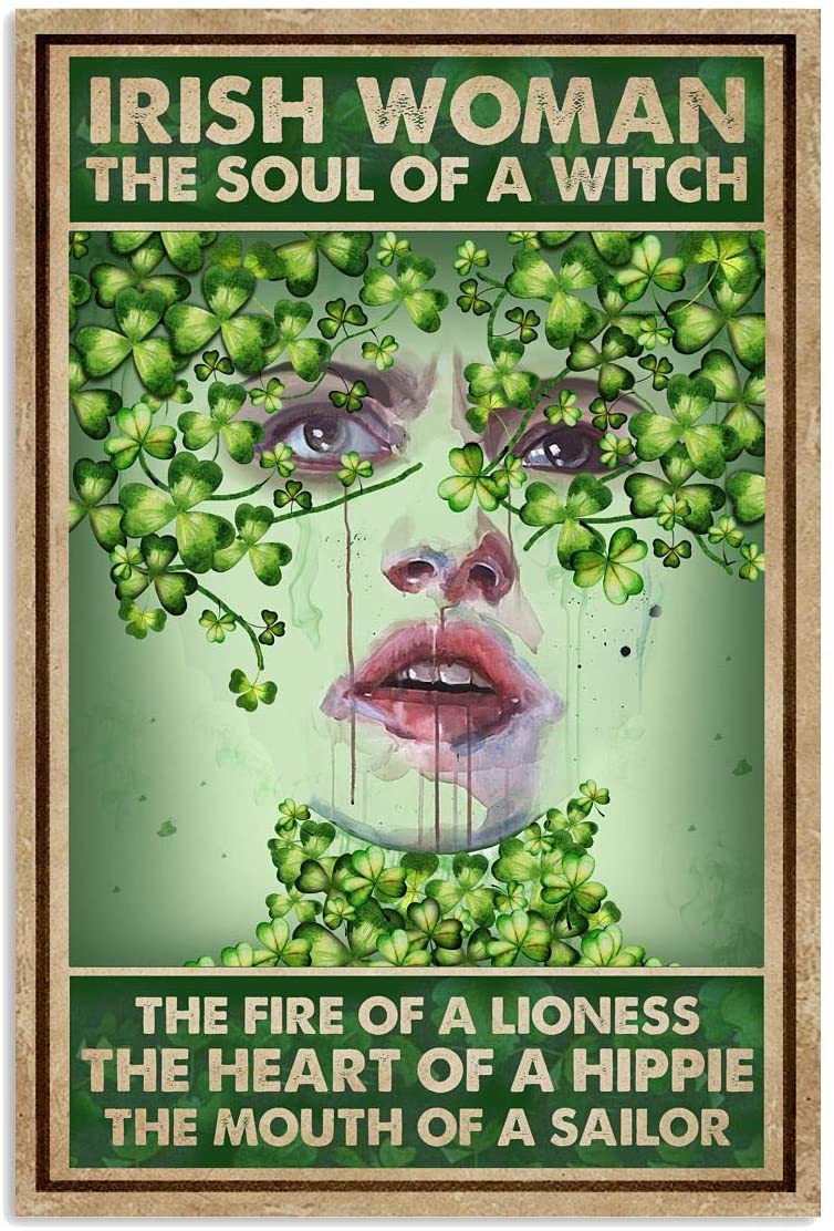 Irish Woman The Heart Of Hippie Vertical Poster On Birthday, Gift For Man Woman, Decor Bathroom, Funny Bathroom Art Print No Frame