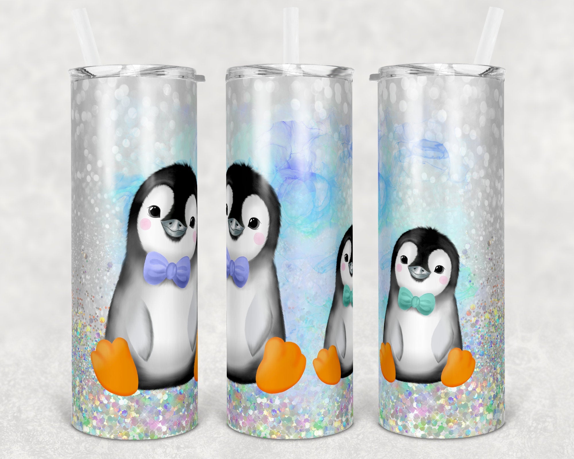 Seamless Winter Penguin Cute  Skinny Tumbler