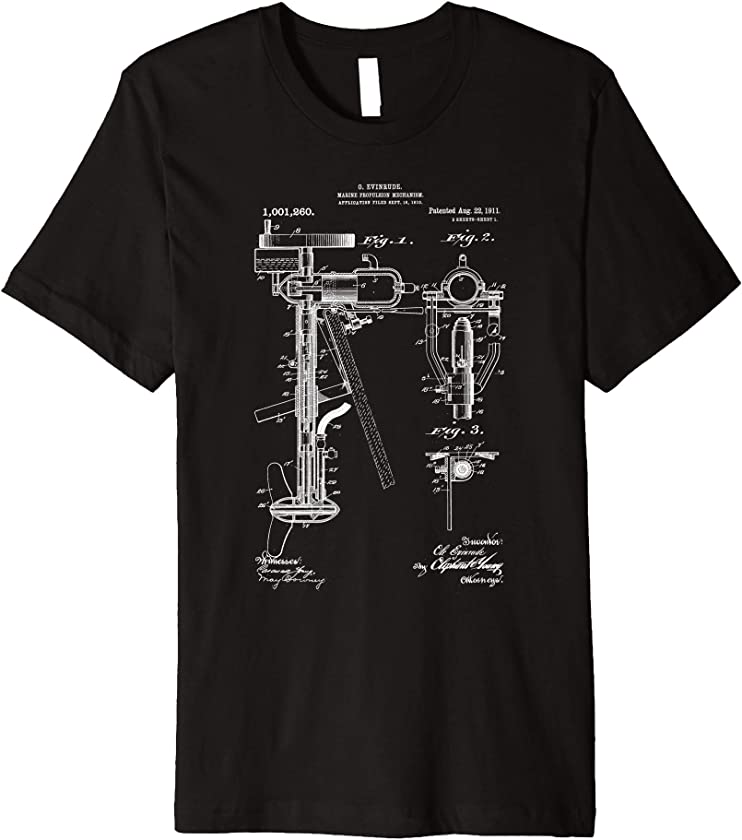 Vintage Patent Print 1911 Outboard Boat Motor Cool Blueprint Premium T-Shirt