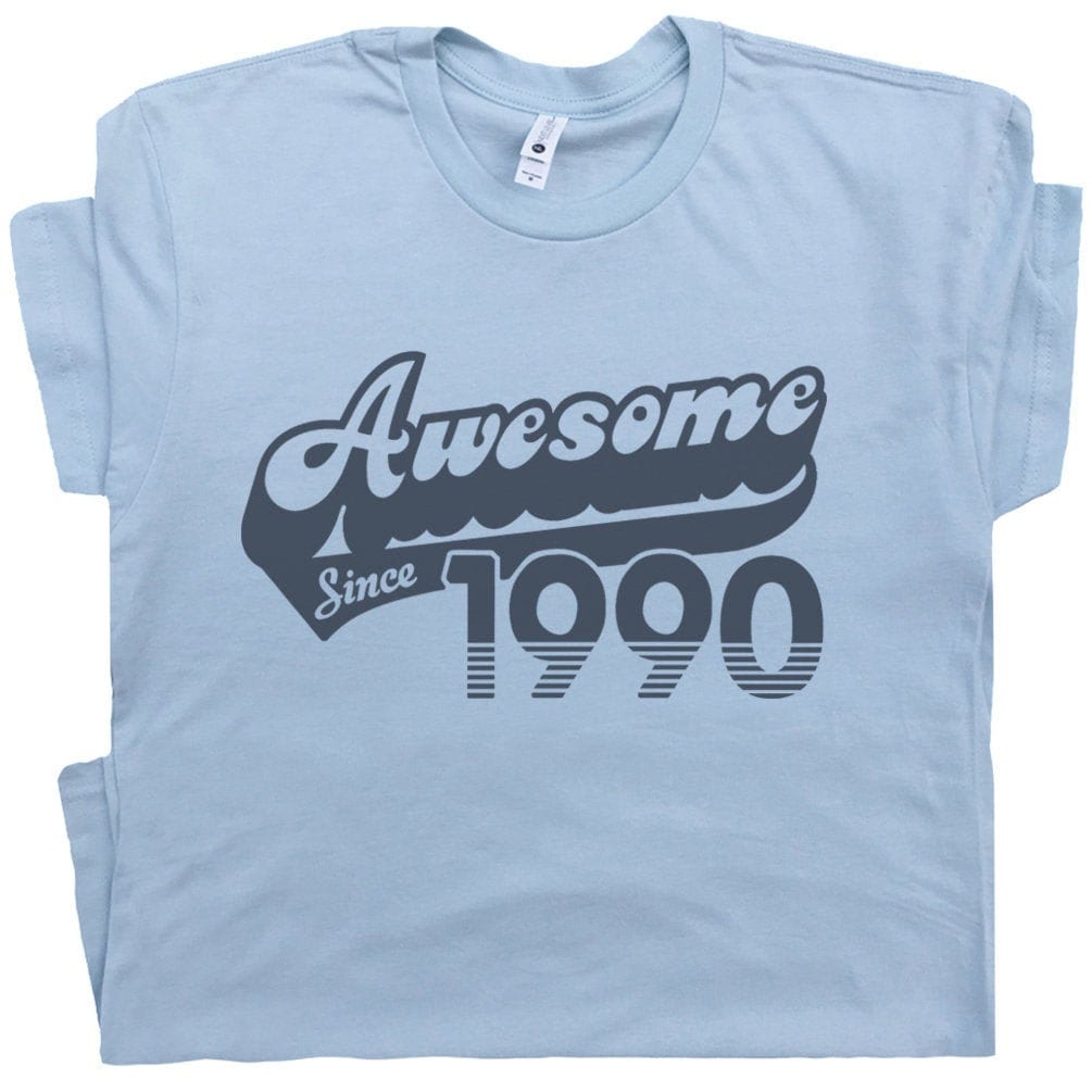 33rd Birthday T Shirt Awesome Since 1990 T Shirt Gift For 1990 Birthday Tee Shirt Mens Womens 33rd Birthday Shirt Vintage Retro 90s