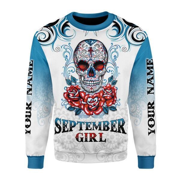 Customspig Personalized Ugly Sweater September Girl Rose All Over Printed