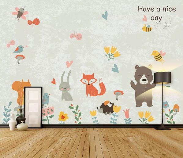 3D Cartoon Animal Flower Wall Mural Wallpaper 15