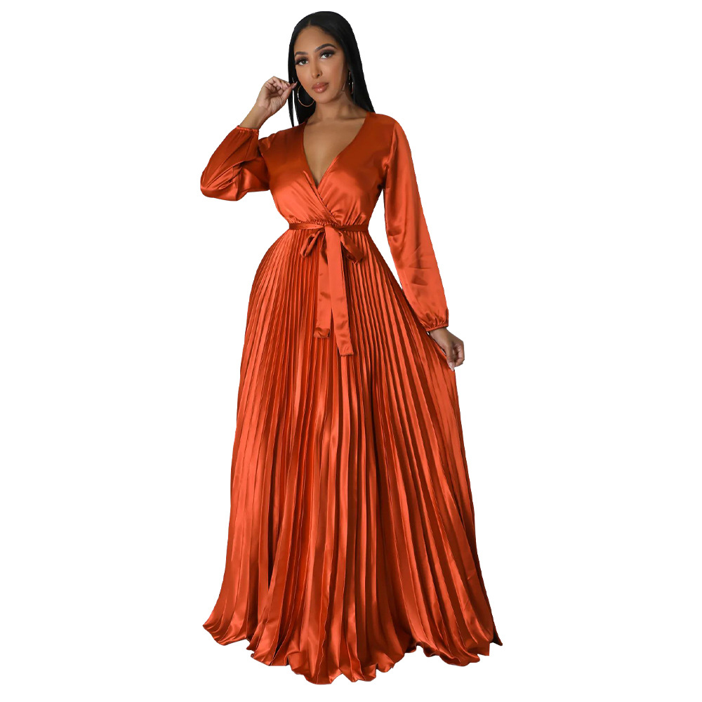 Autumn Party Elegant Women Long Sleeve Maxi Dress Fashion Solid Color Bodycon Party Dress Sexy V Neck Long Dresses alx