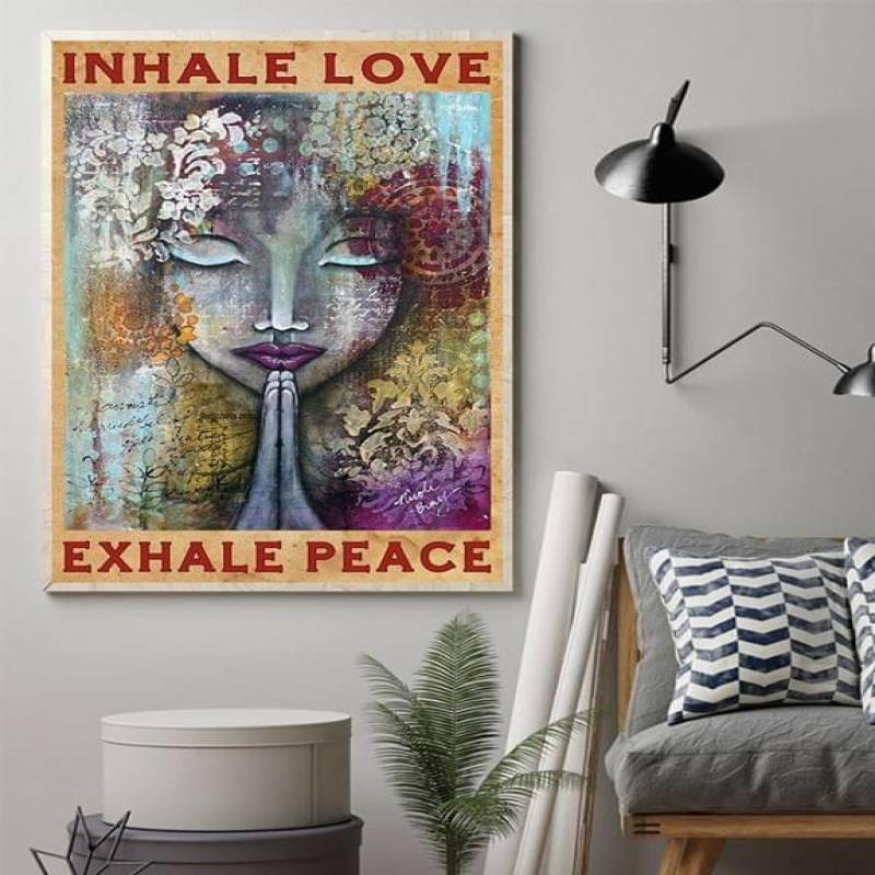 inhale love exhale peace praying girl poster t shirt hoodie sweater canvas